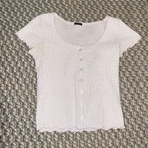 pink button up crop top